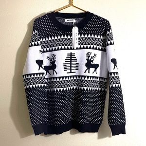 Abollria Ugly Christmas Knit Reindeer Sweater